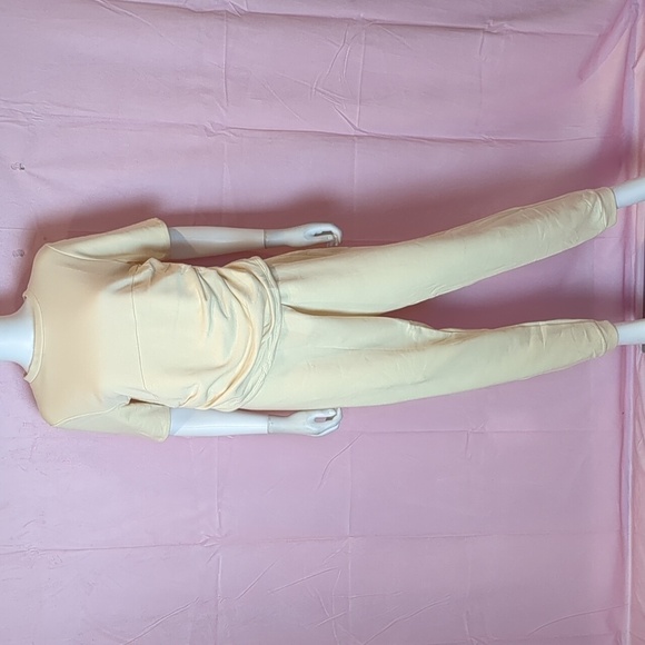 Nasty Gal Fleece Lined Draped Tee and Matching Joggers Co Ord Set in Sand 10 - Picture 1 of 7